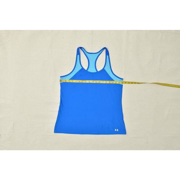 Under Armour HeatGear Women's Blue Racerback Tank Top Size XL Workout Polyester - Picture 4 of 8